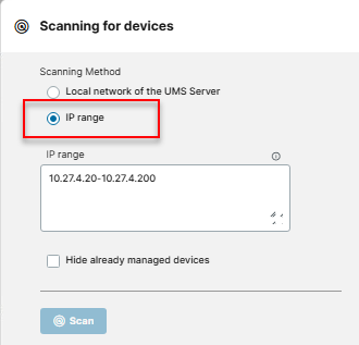 Selecting IP Range, “Use TCP for scanning” is missing