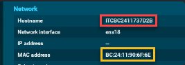 The found MAC address and UnitID inside the OS