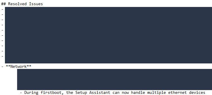 Release note mentioning "during firstboot, the setup assistant can now handle multiple ethernet devices"