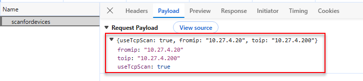 The JSON inside the request payload