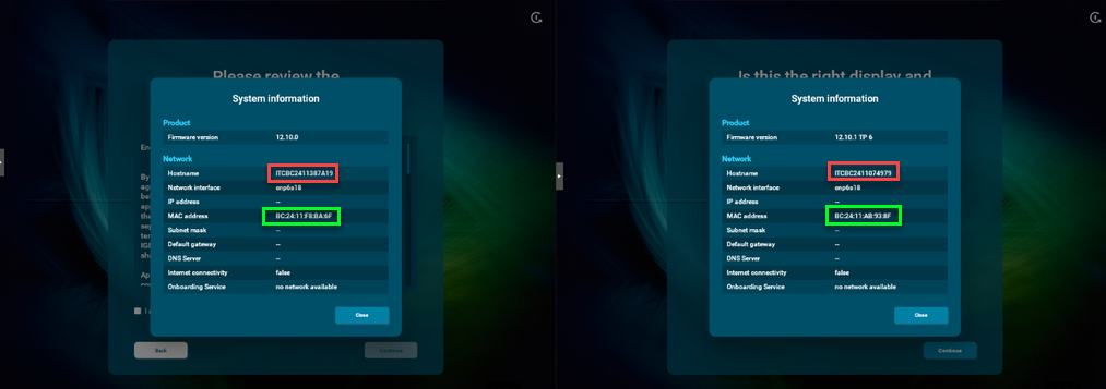 Showcase of the test VMs using the right network card for connectivity during onboarding
