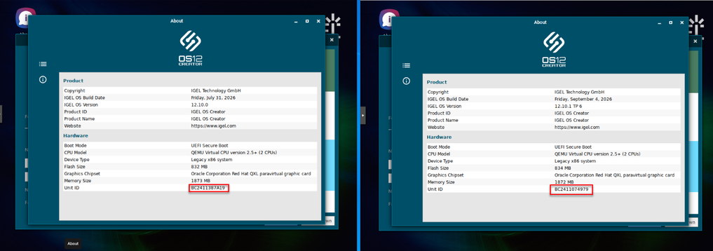 Showcase of UnitID being created during installation of IGEL OS 12