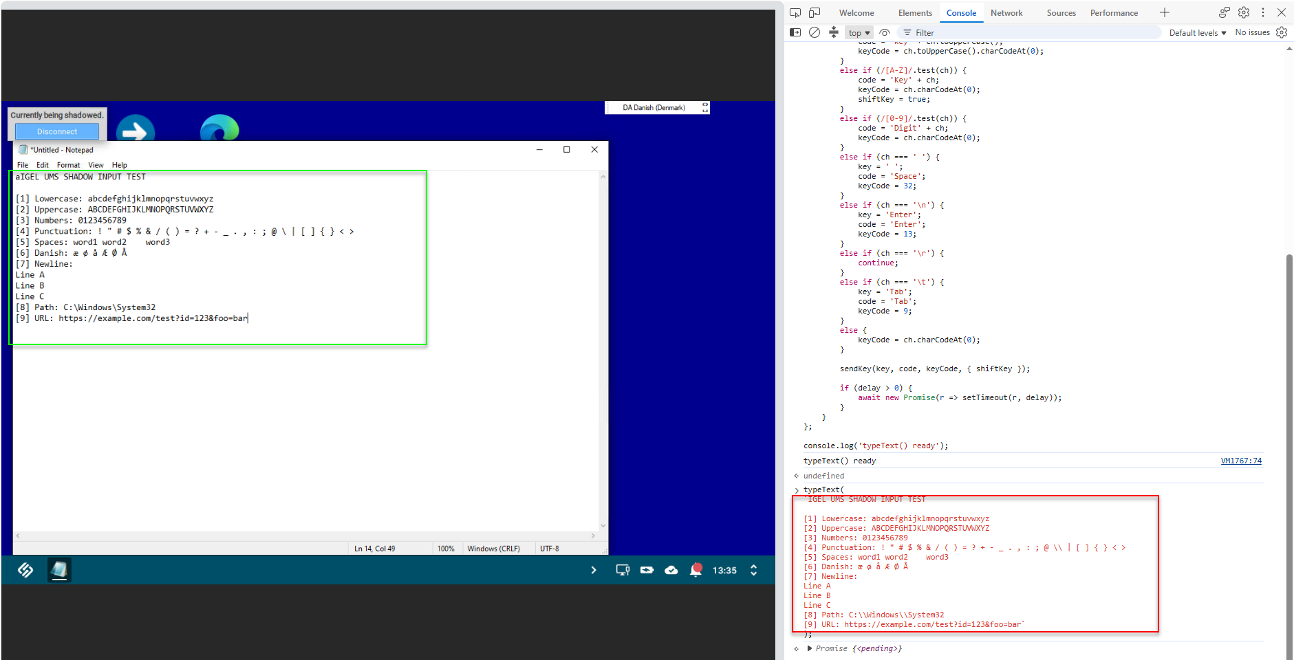 Testing ASCII